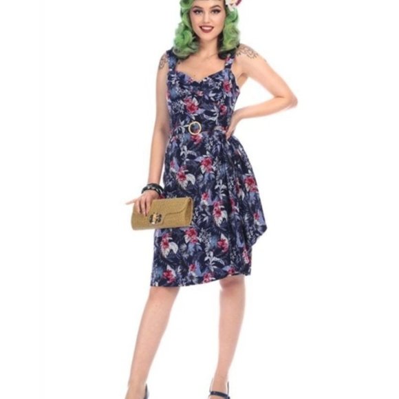 NWT SM Collectif Tallulah Maui Tiki Retro Rockabilly Vintage Insp. Holiday Dress - Picture 1 of 5